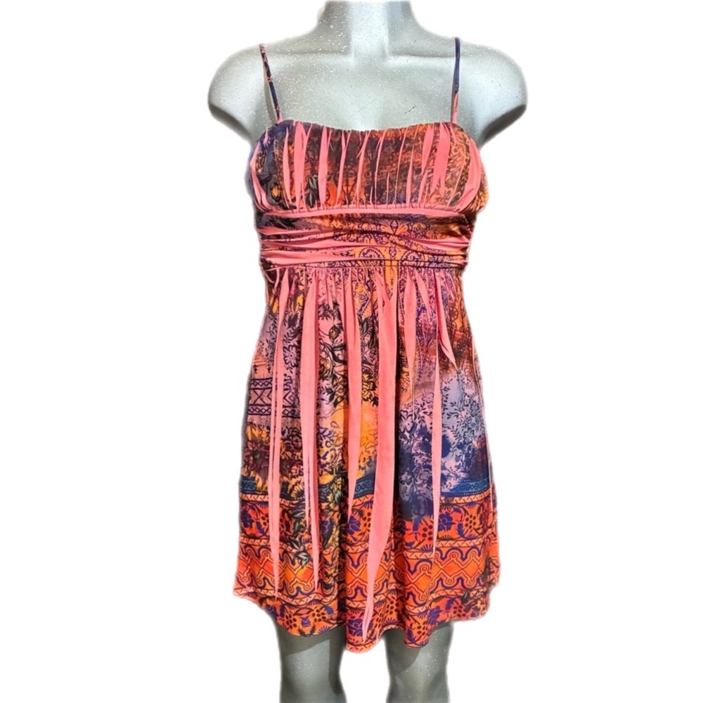 Y2K City Triangles Babydoll Dress Spaghetti Straps Whimsigoth Eclectic Sz Small